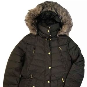 Michael Kors Faux fur trim down puffer coat